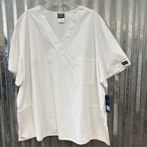 Cherokee Unisex White V-Neck Scrub Shirt